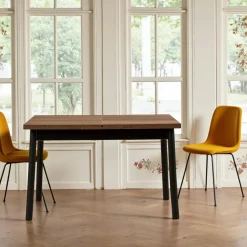 ARDEN Tables À Manger Rectangulaires|Tables À Manger En Bois|Table extensible blanche plateau effet bois 120-153 cm