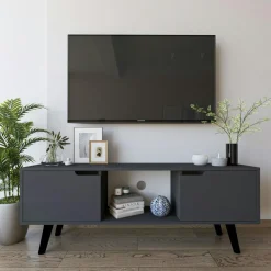 ARDEN Tables À Manger Rectangulaires|Tables À Manger En Bois|Table extensible effet noyer, pieds noirs 120-153 cm