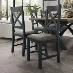 HOVE Tables À Manger Rectangulaires|Tables À Manger En Chêne|Table extensible en bois finition bleu profond 180-230 cm