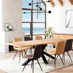 ETNA Tables À Manger Rectangulaires|Tables À Manger En Chêne|Table extensible en chêne huilé bords naturels 240 cm