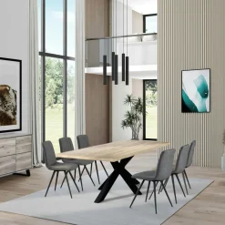 ETNA Tables À Manger Rectangulaires|Tables À Manger En Chêne|Table extensible en chêne huilé bords naturels 200 cm