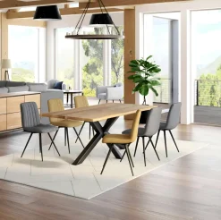 ETNA Tables À Manger Rectangulaires|Tables À Manger En Chêne|Table extensible en chêne blanc bords naturels 240 cm