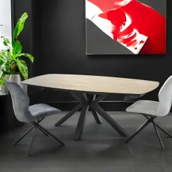 LOMBARDIE Tables À Manger En Céramique|Tables À Manger Extensibles|Table extensible en céramique forme ovale effet bois 140-200 cm