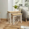 BATH Bouts De Canapé En Bois|Table gigogne en bois finition gris clair (lot de 2)