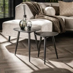 GALWAY Univers Déco·Design Contemporain|Tables Basses Gigognes|Table gigogne en céramique noire forme triangulaire (lot de 2)