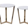 Univers Déco·Scandinave Hygge|Sellettes En Métal|Table gigogne en marbre blanc (2 pièces)