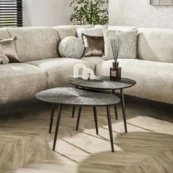 RALF Tables Basses Vintage|Tables Basses Gigognes|Table gigogne organique – soleil brun bronze (lot de 2)