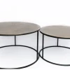 Tables Basses Gigognes|Table gigogne ronde en métal doré (lot de 2)