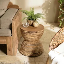 Tables Basses Gigognes|Table gigogne ronde en métal doré (lot de 2)