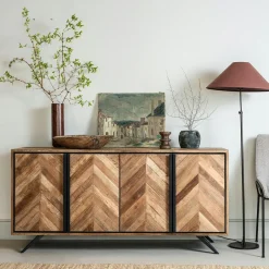 NOVA Tables Basses Rondes|Table gigogne ronde en teck recyclé noir et or (2 pièces)