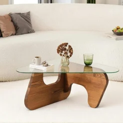 TULUM Sellettes En Métal|Tables D'Appoint Rondes|Table gigogne verre fumé - cadre noir (lot de 2) ⌀60 cm