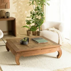 Swing Tables Basses Carrées|Table opium teck recyclé décor mosaïque