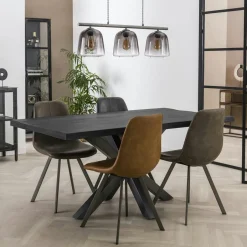 Lucknow Tables À Manger Rectangulaires|Tables À Manger En Bois|Table pied central bois de manguier 165 cm