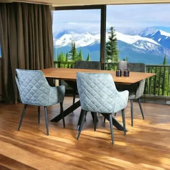 BARBADE Tables À Manger Rectangulaires|Tables Pied Central|Table pied central bois recyclé teck 220 cm