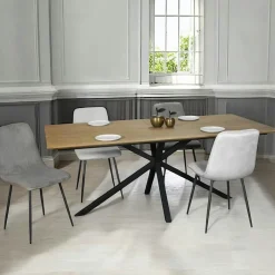 DEPOK Tables À Manger Rectangulaires|Tables Pied Central|Table pied central en bois de teck recyclé 2 m