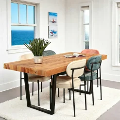 CANBERRA Tables À Manger Industrielles|Tables À Manger Rectangulaires|Table pied central en bois recyclé 200 cm