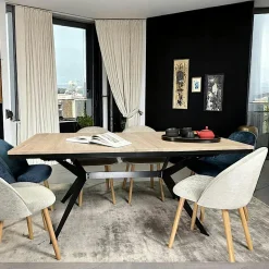 PALERME Tables À Manger Rectangulaires|Tables À Manger En Chêne|Table rectangulaire extensible en chêne blanc 180 cm