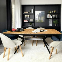 PALERME Tables À Manger Rectangulaires|Tables À Manger En Chêne|Table rectangulaire extensible en chêne brun 220 cm