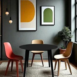 TAMPA Tables À Manger Rondes|Tables À Manger En Bois|Table ronde en bois noir – style moderne, Ø 105 cm