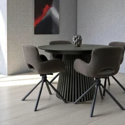 AMSTERDAM Tables À Manger Rondes|Tables À Manger En Bois|Table ronde en chêne noir avec piètement baguette ø120 cm