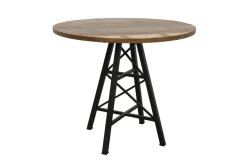 Loft / Loft Colors Tables À Manger Industrielles|Tables À Manger Rondes|Table ronde en Hévéa recyclé coloré et pieds métal façon "Tour Eiffel" D90xH76cm LOFT COLORS