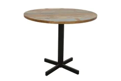 Loft / Loft Colors Tables À Manger Industrielles|Tables À Manger Rondes|Table ronde en Hévéa recyclé coloré et pieds métal en croix D90xH76cm LOFT COLORS