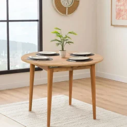 ORINA Tables À Manger Rondes|Tables À Manger En Bois|Table ronde extensible effet pin Ø100-131 cm