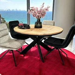 PALERME Tables À Manger Rondes|Tables À Manger En Chêne|Table ronde extensible en chêne huilé 130 cm