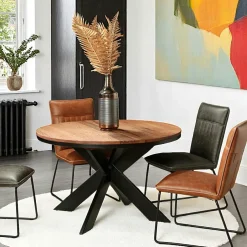 PALERME Tables À Manger Rondes|Tables À Manger En Chêne|Table ronde extensible en chêne blanc 120 cm