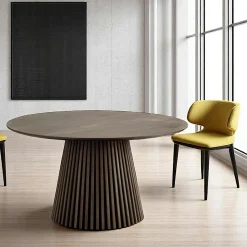 AMSTERDAM Tables À Manger Rondes|Tables À Manger En Bois|Table ronde extensible en chêne clair avec piètement baguette (3 rallonges incluses) ø120 cm /160 cm / 200 cm / 240 cm