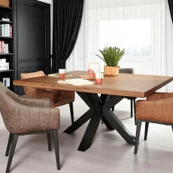 OKA Tables À Manger Rectangulaires|Tables À Manger En Chêne|Table salle à manger bois métal pied croisé 200 cm