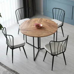 JENA Tables À Manger Rondes|Tables À Manger En Bois|Table salle à manger pliante effet pin Ø100 cm