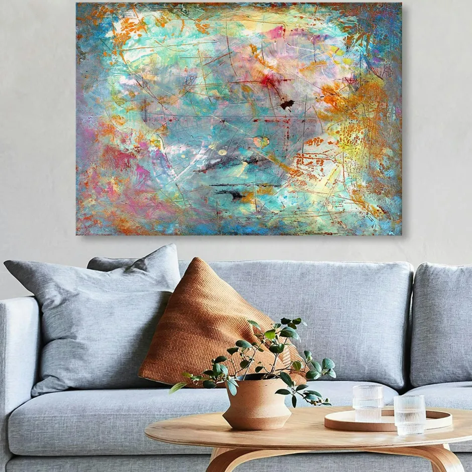 Tableaux / Toiles|Tableau abstrait coloré – peinture moderne sur toile