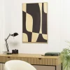 Tableaux / Toiles|Tableau abstrait impression noire et beige 63 x 93 cm