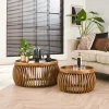 DELHI Univers Déco·Globe-Trotter|Tables Basses Gigognes|Tables basses rondes avec baguettes bois (lot de 2)