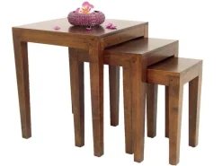 Maori Sellettes En Métal|Tables Basses Gigognes|Tables gigognes hévéa lot de 3