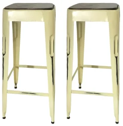 LEEDS Chaises De Bar Industrielles|Tabouret bar jaune (lot de 2)