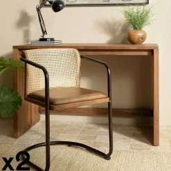 TIM Meubles De Salle À Manger·Tabourets|Tabouret cuir havane pieds en bois