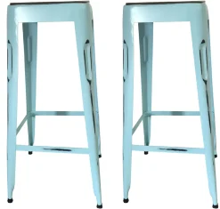 LEEDS Chaises De Bar Industrielles|Tabouret de bar blanc (lot de 2)