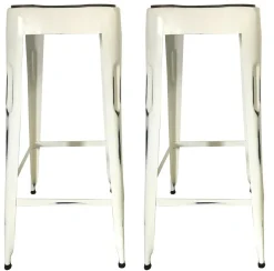 LEEDS Chaises De Bar Industrielles|Tabouret de bar bleu (lot de 2)