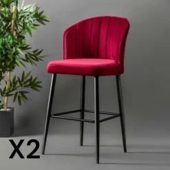 ROSARIO Tabourets De Bar En Velours|Tabouret de bar en velours rouille 65 cm (lot de 2)