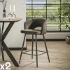 GALWAY Univers Déco·Design Contemporain|Tabouret de bar marron en velours tissé avec dossier ouvert (lot de 2)