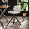 GALWAY Univers Déco·Design Contemporain|Tabouret de bar pivotant en bouclette grise (lot de 2)