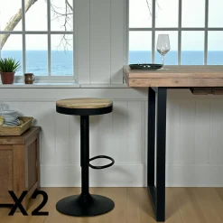 LEEDS Univers Déco·Loft Industriel|Chaises De Bar Industrielles|Tabouret de bar réglable métal jaune (lot de 2)