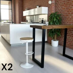 LEEDS Univers Déco·Loft Industriel|Chaises De Bar Industrielles|Tabouret de bar réglable métal noir (lot de 2)