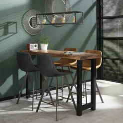 LEEDS Univers Déco·Loft Industriel|Chaises De Bar Industrielles|Tabouret de bar réglable métal noir (lot de 2)