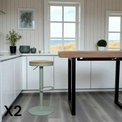 LEEDS Univers Déco·Loft Industriel|Chaises De Bar Industrielles|Tabouret de bar réglable métal vert (lot de 2)