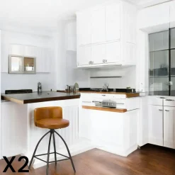 BRISBANE Univers Déco·Loft Industriel|Chaises De Bar Industrielles|Tabouret de bar vintage camel (lot de 2)