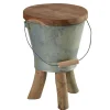 Meubles De Salle À Manger·Tabourets|Tabouret "Seau" avec anse en teck massif naturel et zinc D31cmxH45cm TOWN