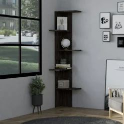 MARFA Bibliothèques En Bois|Bibliothèques En Bois|Étagère d'angle design effet bois clair